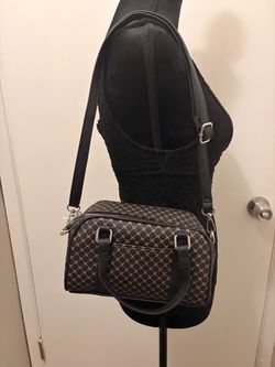 Black Monogram Print Mini Bowler Bag