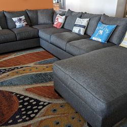 Chenille Down-filled Sofa Chaise Sectional 