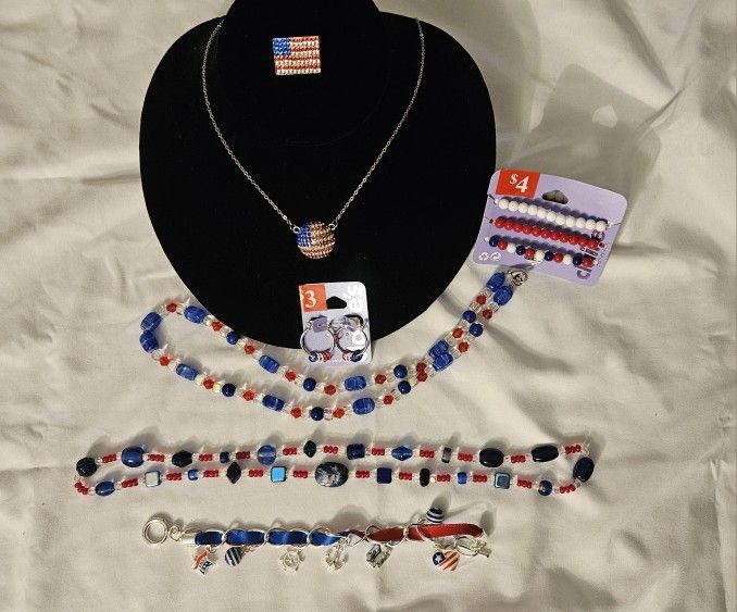 Patriotic- Red, White, and Blue Jewelry Sets $20 OBO