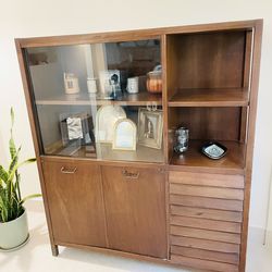 Antique MCM Vintage Wood Cabinet Armoire 58”H x 50”W x 18D