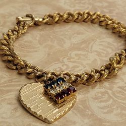 GOLD-PLATED  USA FLAG  HEART  BRACELET 