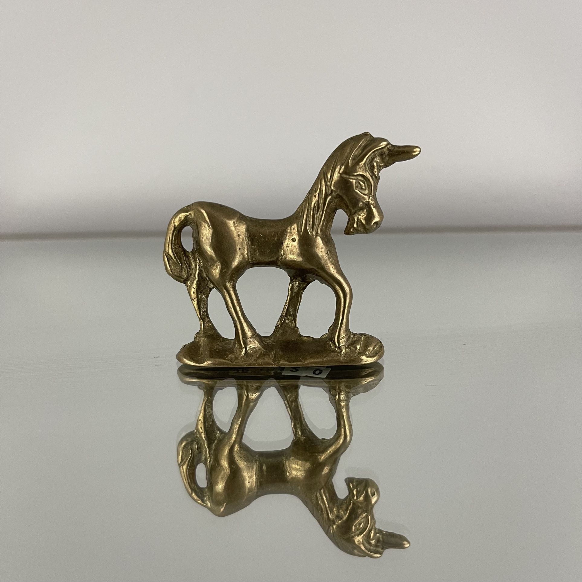 Vintage Miniature 2” Tall Brass Unicorn Figurine Statue