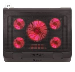 ENHANCE XL Gaming Laptop Cooler Pad with 5 Oversized LED Fans for Max Cooling , Adjustable Viewing Stand , 2 USB Ports for Data Transfer (RED) fits 17