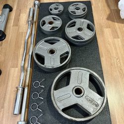 Weider Olympic Hammertone Weight Set + Barbell & Curl Bar