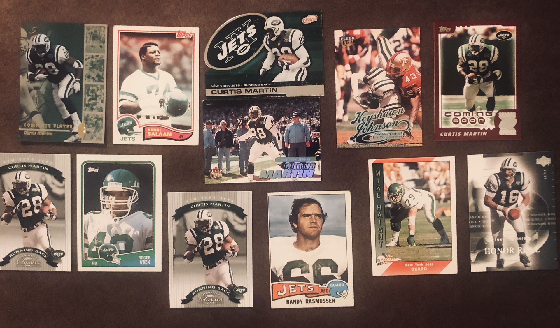 Mixed lot Of 12 Ny Jets Football Cards-GC