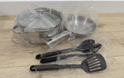 Stainless steel pot and skillet