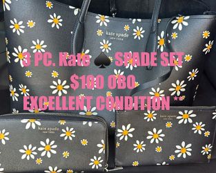 Kate Spade ♠️ 3pc Set All Day 🌼 Daisy Dots Large Tote