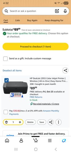 HP DeskJet 2955 Color Inkjet Printer | Wireless | All-in-One
Easy Home Printing | Color Documents | Mobile Compatibility | Print, Scan & Copy | Ideal 
