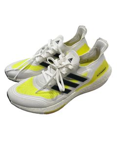 Adidas Ultraboost 21 "White/Core Black/Solar Yellow" Men's Running Shoe