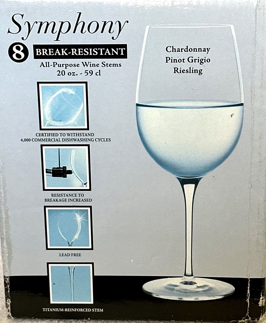 Symphony 8 Piece Set~Break Resistant 20 oz All Purpose Wine