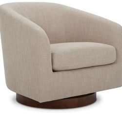 CHITA Swivel Accent Chair, FSC Certified Upholstered Fabric Barrel Chair for Living Room, Fully Assembled, Flax Beige $230