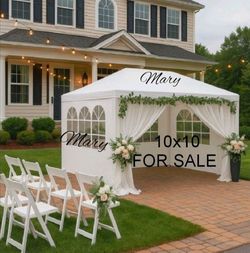 10x10 White Gazebo Wedding Party Tent Canopy  With  Windows &  Sidewalls