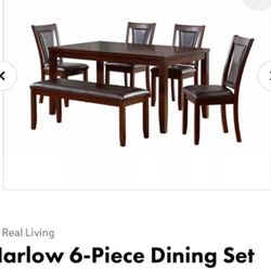 6 Piece Dining Table And Chair With Bench 
