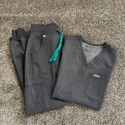 FIGS Scrub Set Graphite Catarina Top & Zamora 2.0 Joggers Size XXS