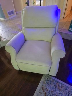 White fabric recliner.  Excellent shape.