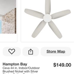 Hampton Bay Ceva 44 in. Indoor/Outdoor Brushed Nickel with Silver Blades Ceiling Fan with Adjustable White with