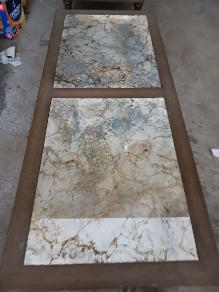 Wooden Coffee Table With Glass Surfaces