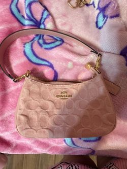 coach pink denim teri bag