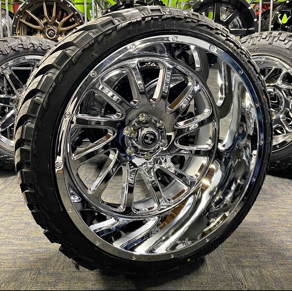 24X12 HARDCORE CHROME WHEELS TIRES WE FINANCE NO CREDIT NEED