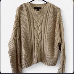 Forever 21 Cream cable knit sweater 