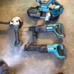 Makita Grinder + Saw Jaw + Rotary Hammer Drill + Band Saw 