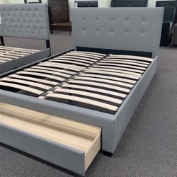 Gray Queen Storage Bed With Nice Supreme Orthopedic Mattress Included 