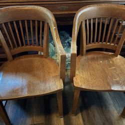 Set Of Two Wood Chairs 