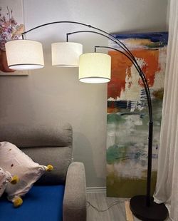 Floor lamp Arc Floor Lamp with Hanging Drum Shape Lampshade
