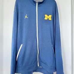 Nike Michigan Wolverines Jordan Full Zip Jacket Mens 3XL DriFit Navy 843449 EUC