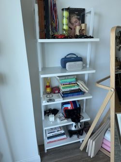 White 5-Tier Leaning Ladder Bookshelf