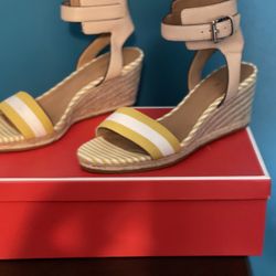Coach Yellow & White Espadrille Sandal 