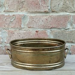 Vintage Small Brass Oval Planter 