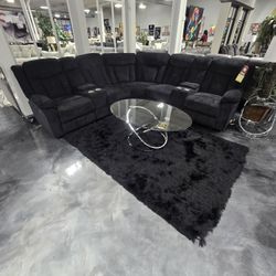 ALL BLACK BRAND NEW RECLINING SECTIONAL SAME DAY DELIVERY 