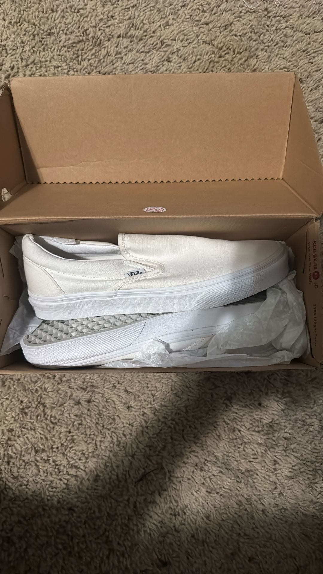 White Slip On Vans