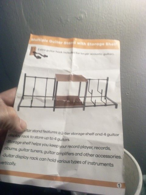 Multiple Guitar Stand With Storage Shelf.
