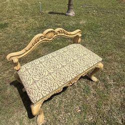 Vintage Ornate Upholstered Bench