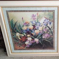 D. Giacomo (American, 20th Century). Still Life with Flowers in Creame White with Gold Glass Frame
