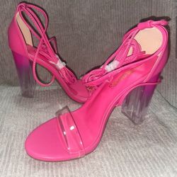 Lace Up Transparent Heel Sandal