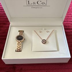 Women’s watch/chain/earrings gift set/ Brand New. $15