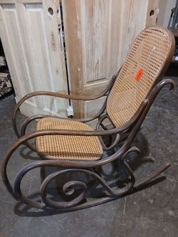 Vintage 1960s Bentwood Rocking Chair - Cane Seat & Back Mid Century Thonet Style