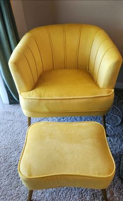 Velvet chair and ottoman