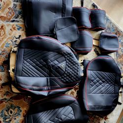 Brand New Kia K4 2025 Seat Covers & Floor Mats – Black Leather Set