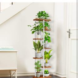 Plant Stand, Multiple Flower Pot Holder Shelf, Wood and Metal Tall Plant Display Rack Storage Organizer for Indoor, Outdoor, Garden, Patio, Balcony(8 