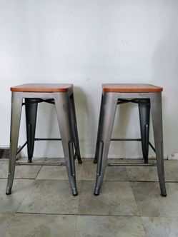 Industrial metal and wood bar stools 2