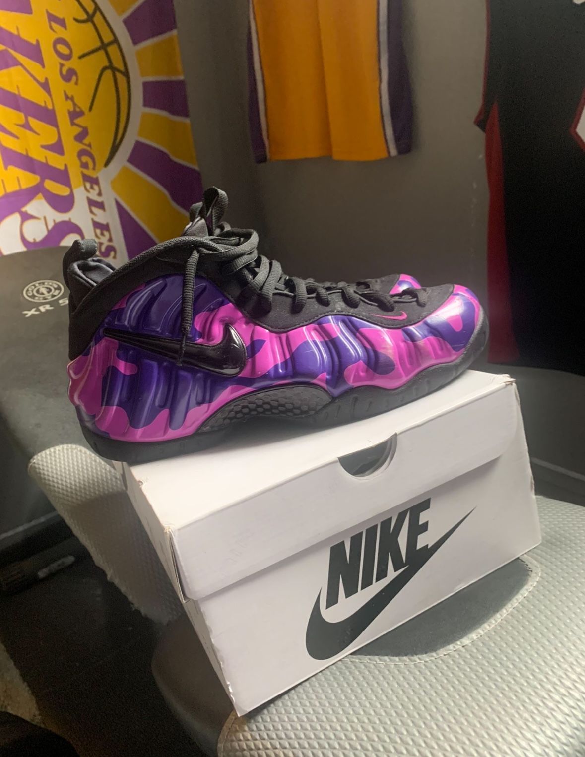 Nike Foamposite Pro Purple Camo size 10 shoes