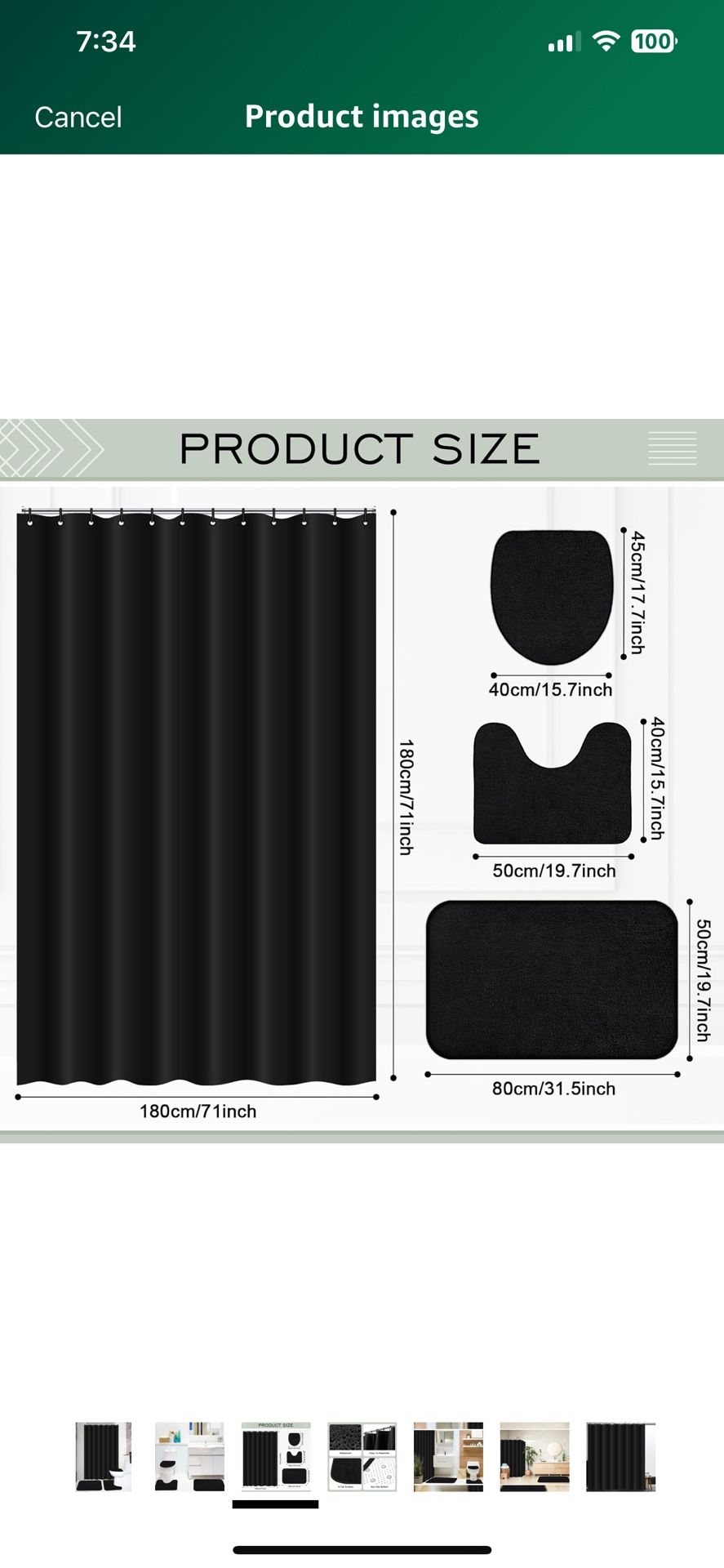 4 Pcs Bathroom Shower Curtain Set with Non Slip Rugs, Toilet Lid Cover and Bath Mat, Waterproof Bathroom Curtains with 12 Hooks Shower Set for Solid C