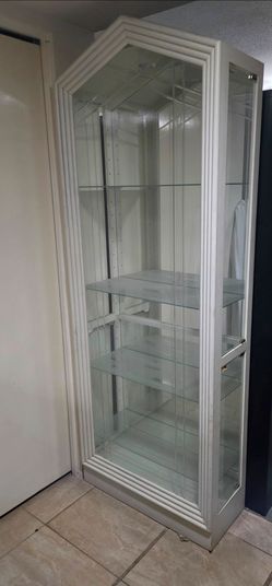 Tall White Glass Display Cabinet