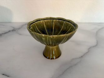 SMALL MCM Pedestal Bowl Avocado Green