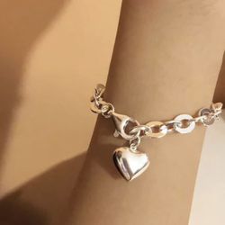 925 Silver Heart Adjustable Charm Bracelet  