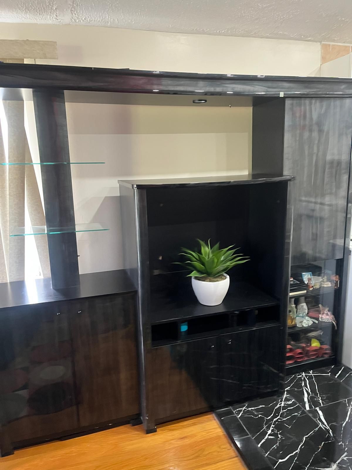 Beautiful Black Entertainment Center With TV Stand